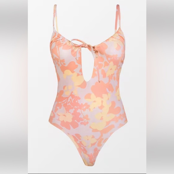 Ruched Tie Cutout One Piece Swimsuit - Picture 2 of 6